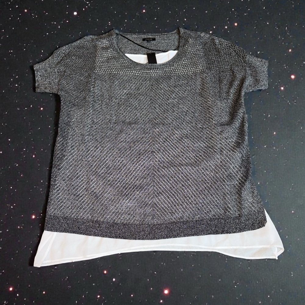 Apt. 9 Gray and White Knit Layered Look Top (XL) NWT